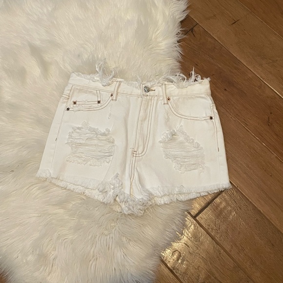 Forever 21 Pants - Forever 21 White Denim Shorts